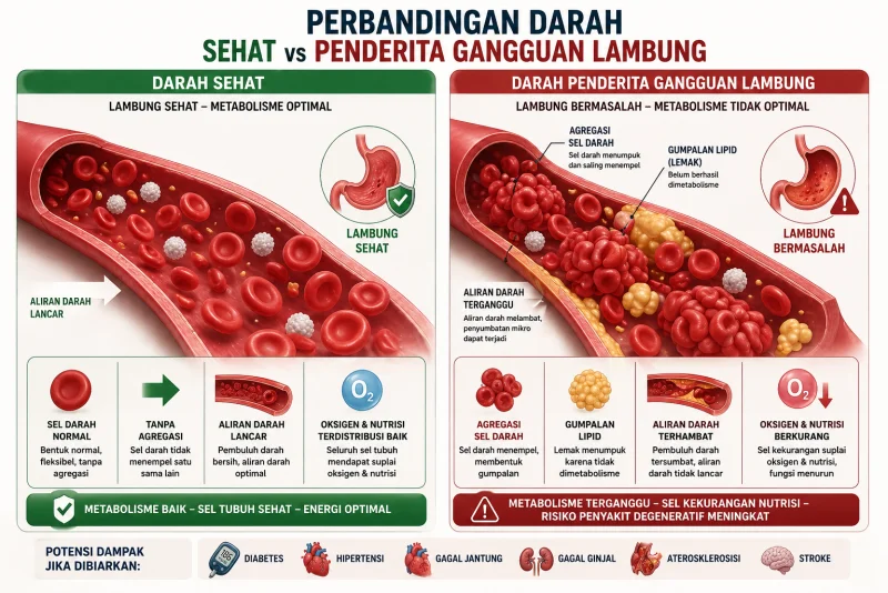 Perbandingan darah sehat vs darah penderita gangguan lambung