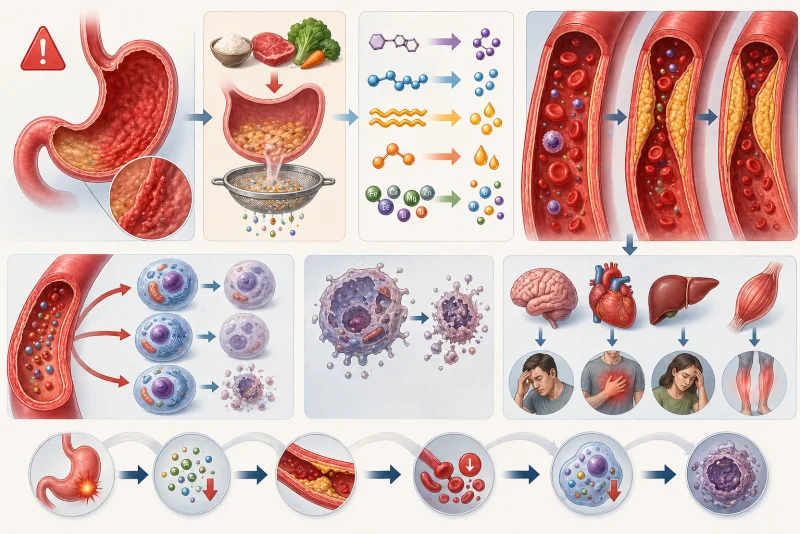 Makanan sel adalah glukosa, asam amino, asam lemak, gliserol, ion vitamin dan mineral